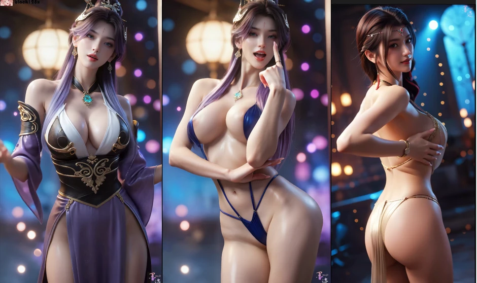 AI动画Black128x 柳七月 蛇舞+紫灵 短裙+丁雪 漫画图集 PC端