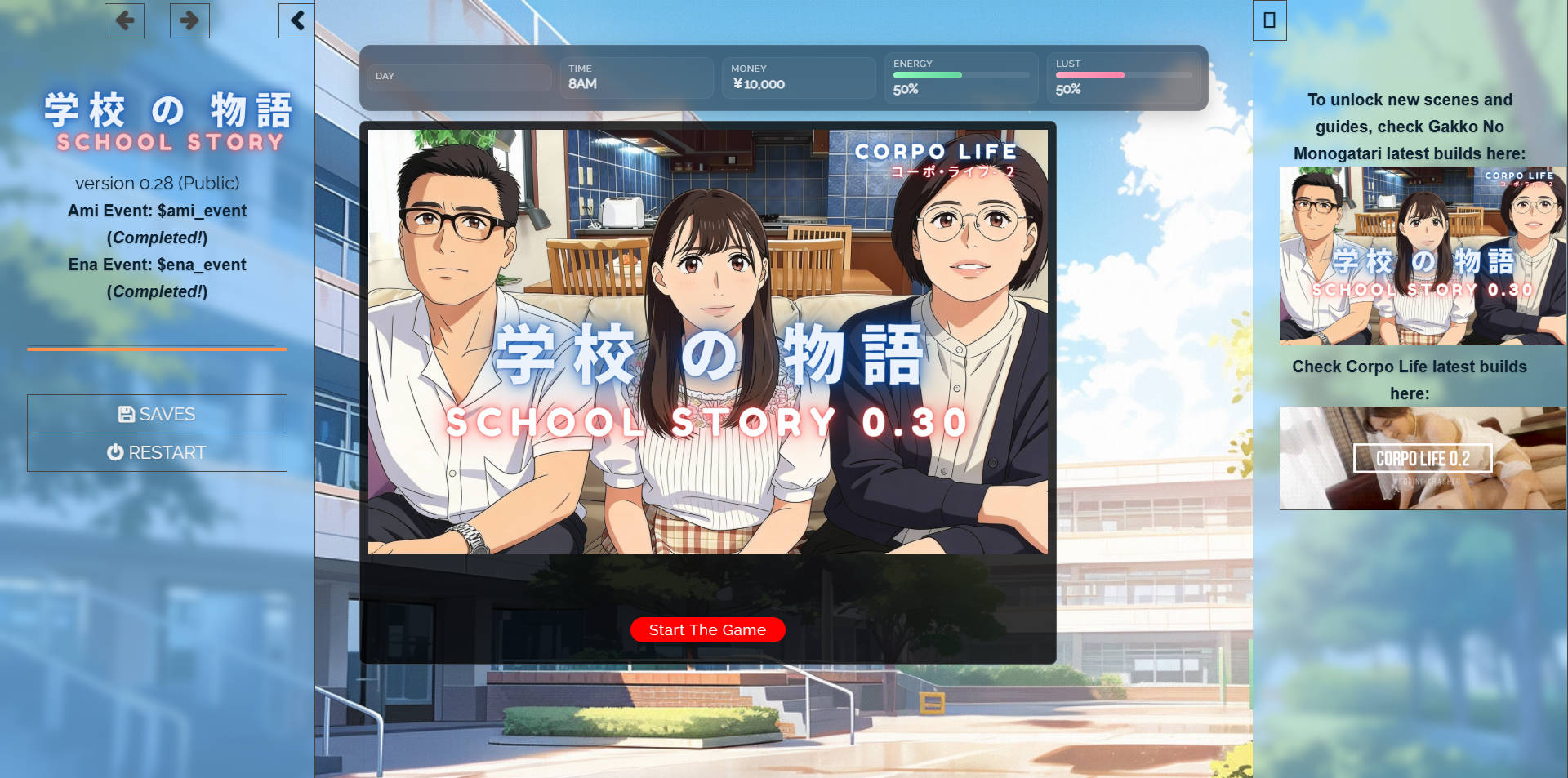 学校の物语 Gakko No Monogatari V0.29 浏览器汉化 PC端 汉化版 预览图
