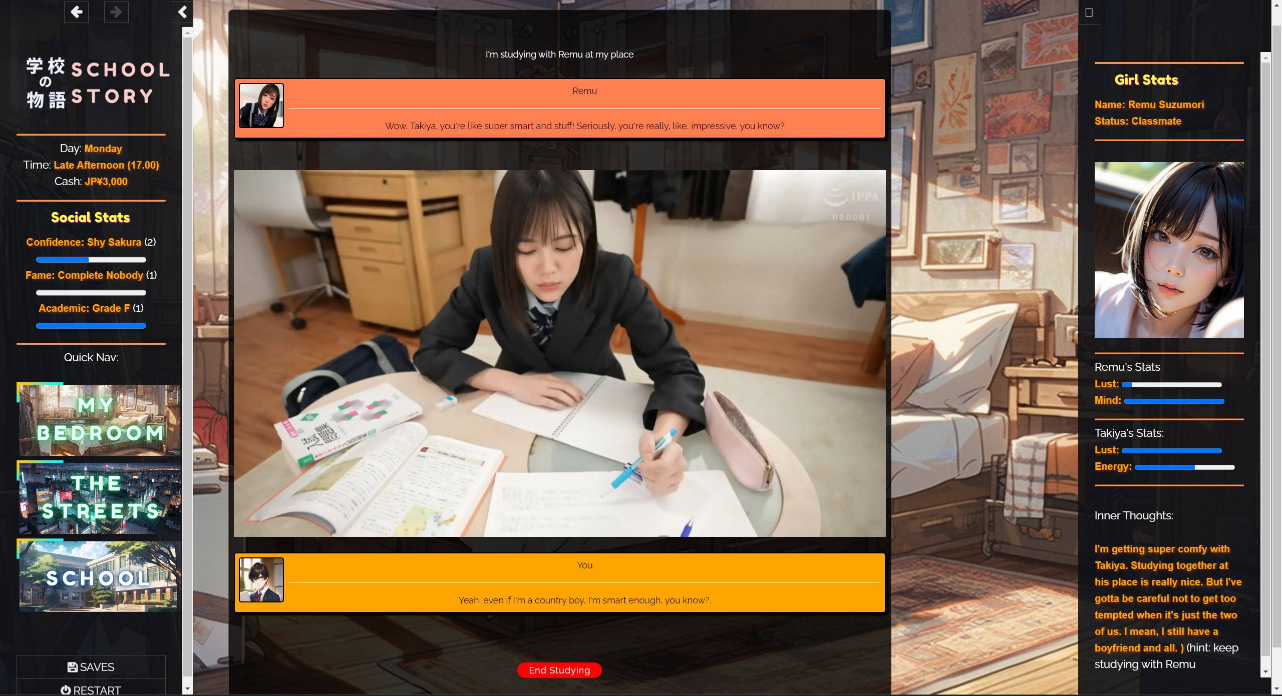 学校の物语 Gakko No Monogatari V0.18b 浏览器汉化 PC端 汉化版 预览图