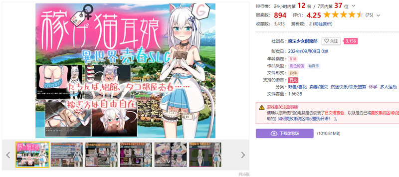 赚钱吧!猫耳娘～异世界社交SLG～（稼げ猫耳娘 ～異世界社交SLG～）V1.0 内置AI汉化 双端 AI汉化版 预览图